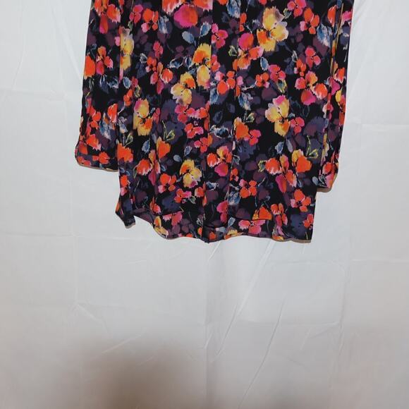 Investments Blouse Button Down Floral Multicolor 3/4 sleeves - Picture 8 of 12